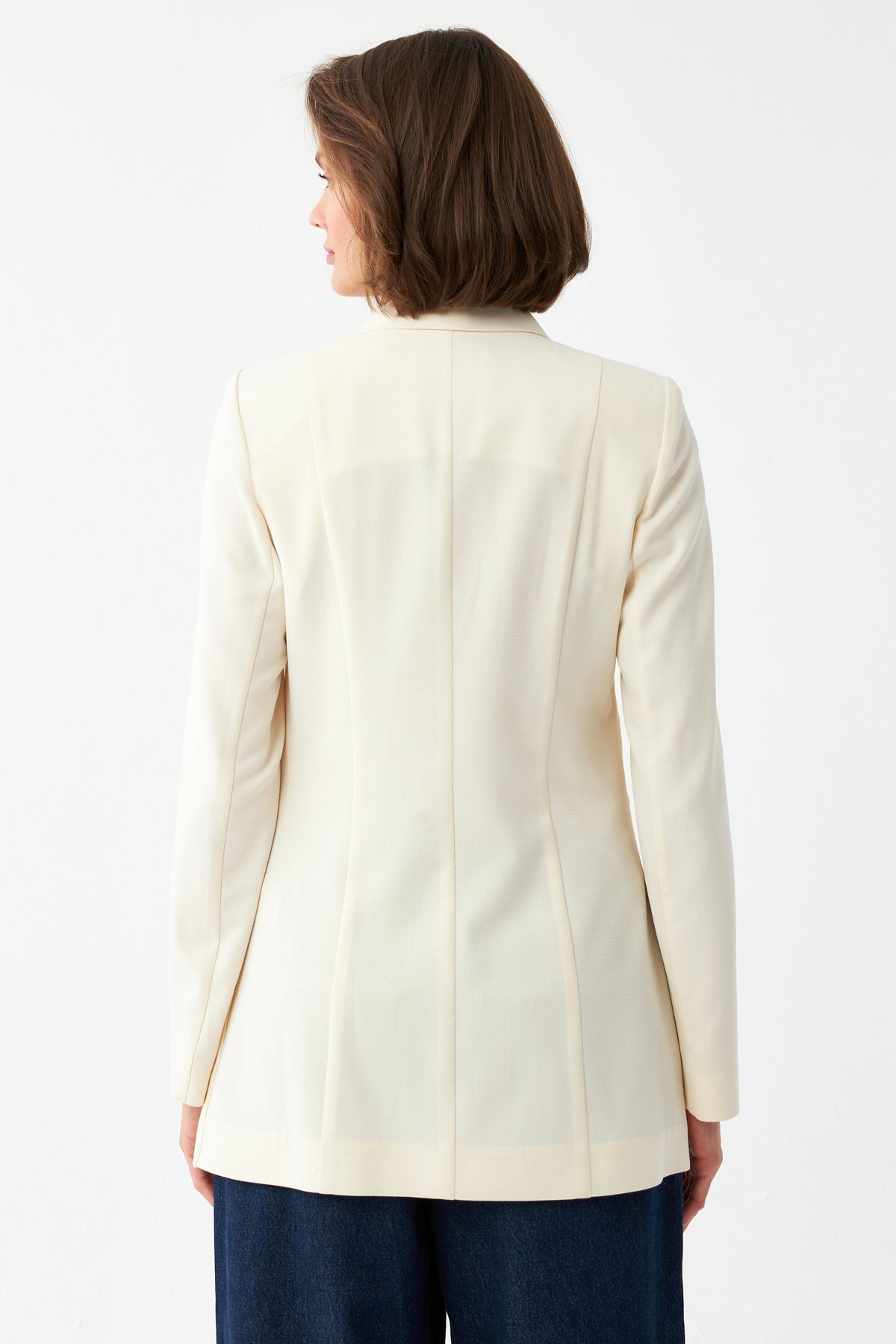 Yakası Nakış Detaylı Ceket EKRU