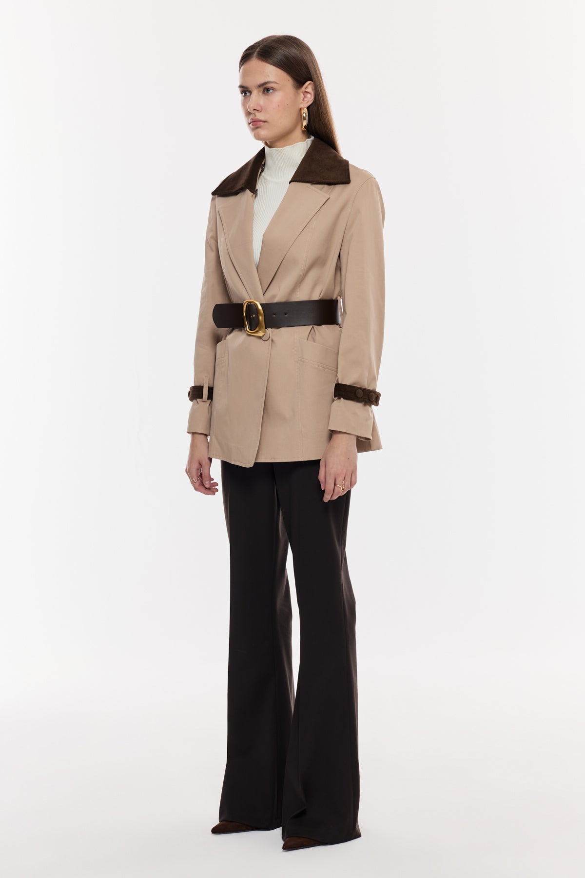Kuşaklı Klasik Trenç Ceket