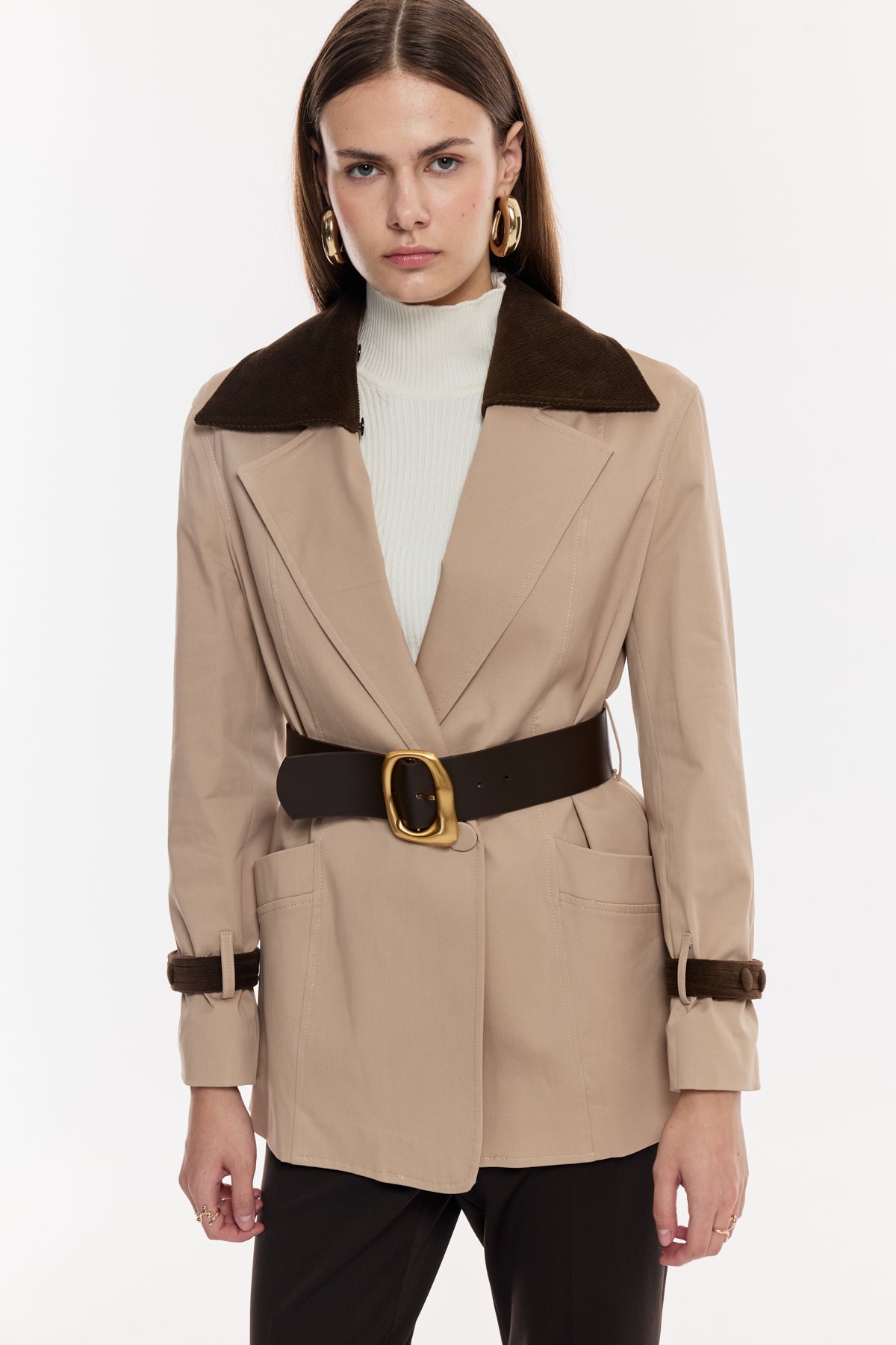 Kuşaklı Klasik Trenç Ceket