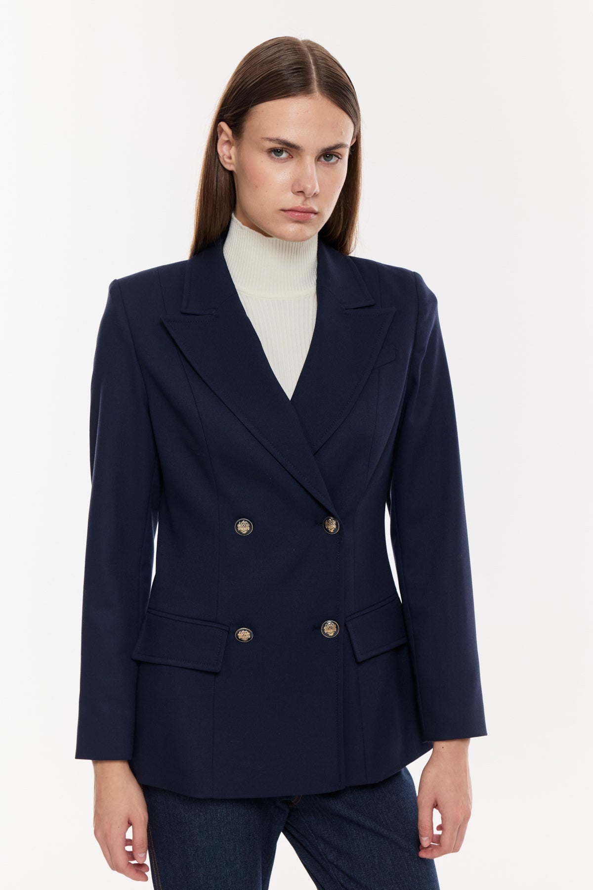 Çift Düğmeli Klasik Blazer Ceket