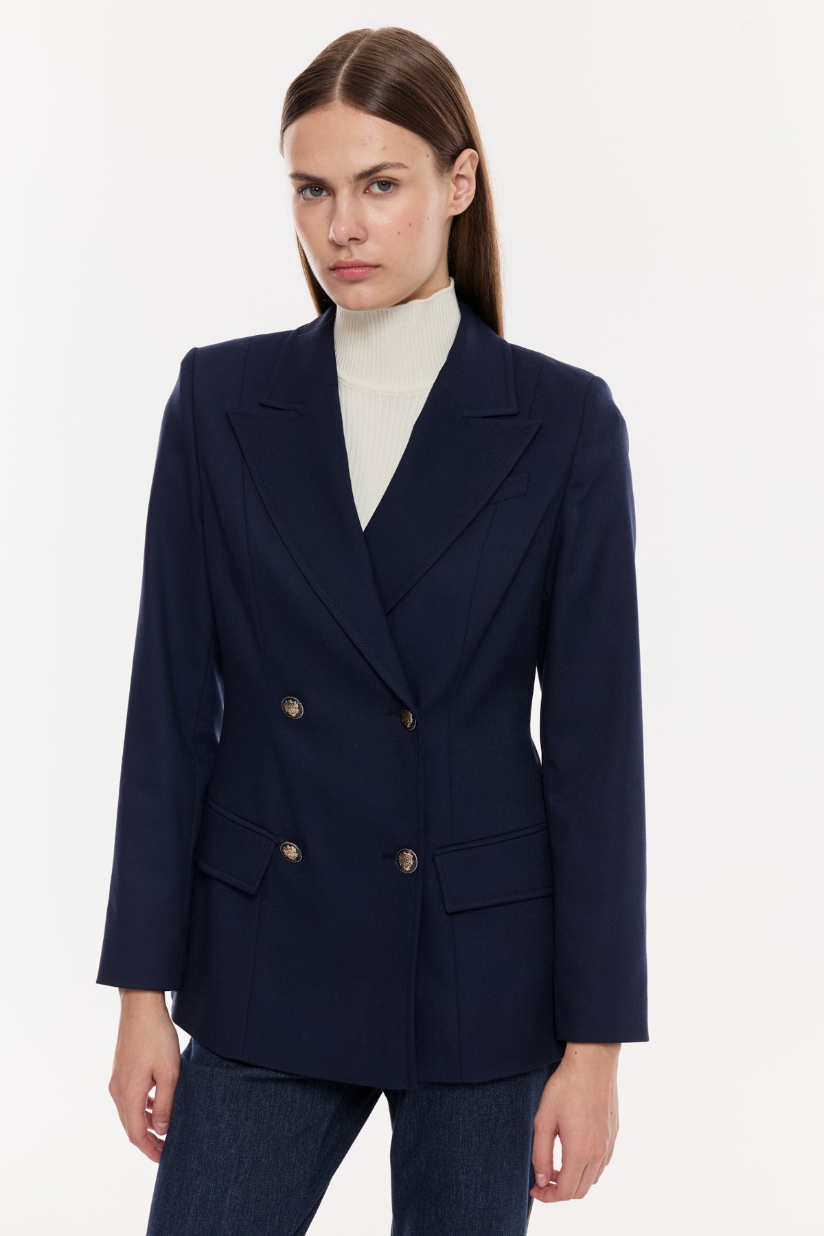Çift Düğmeli Klasik Blazer Ceket