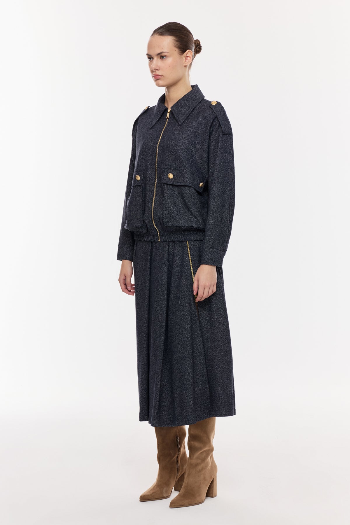 Fermuarlı Cepli Şık Ceket