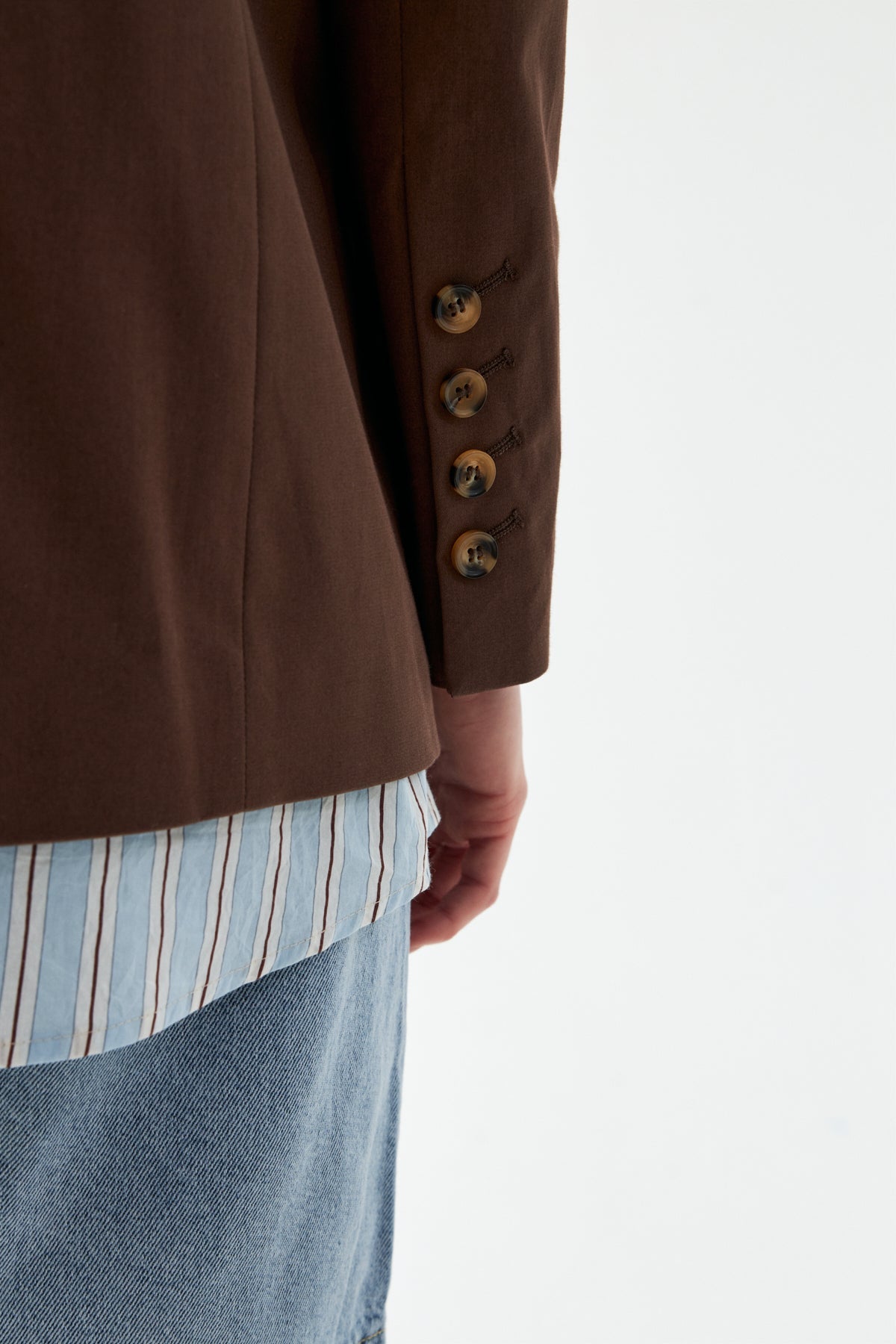 Düğmeli Blazer Ceket - Kahverengi
