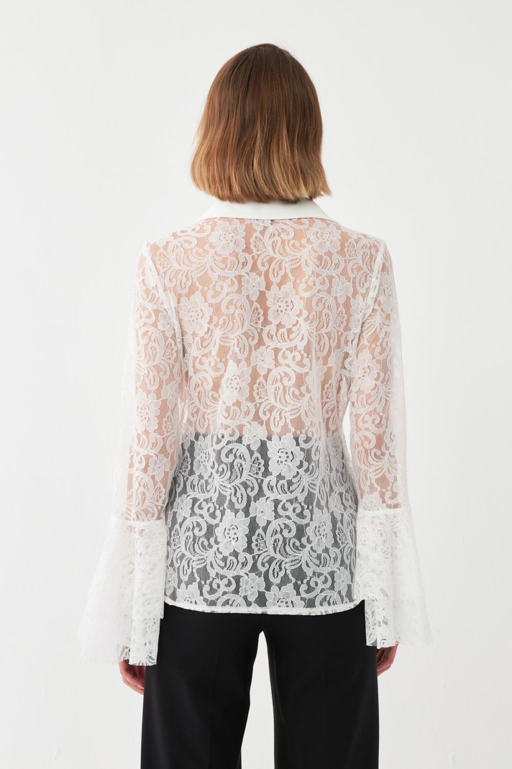 Dantelli Ekru Bluz