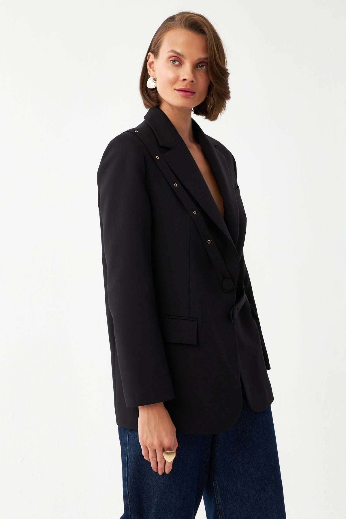 Düğme Detaylı Blazer Ceket