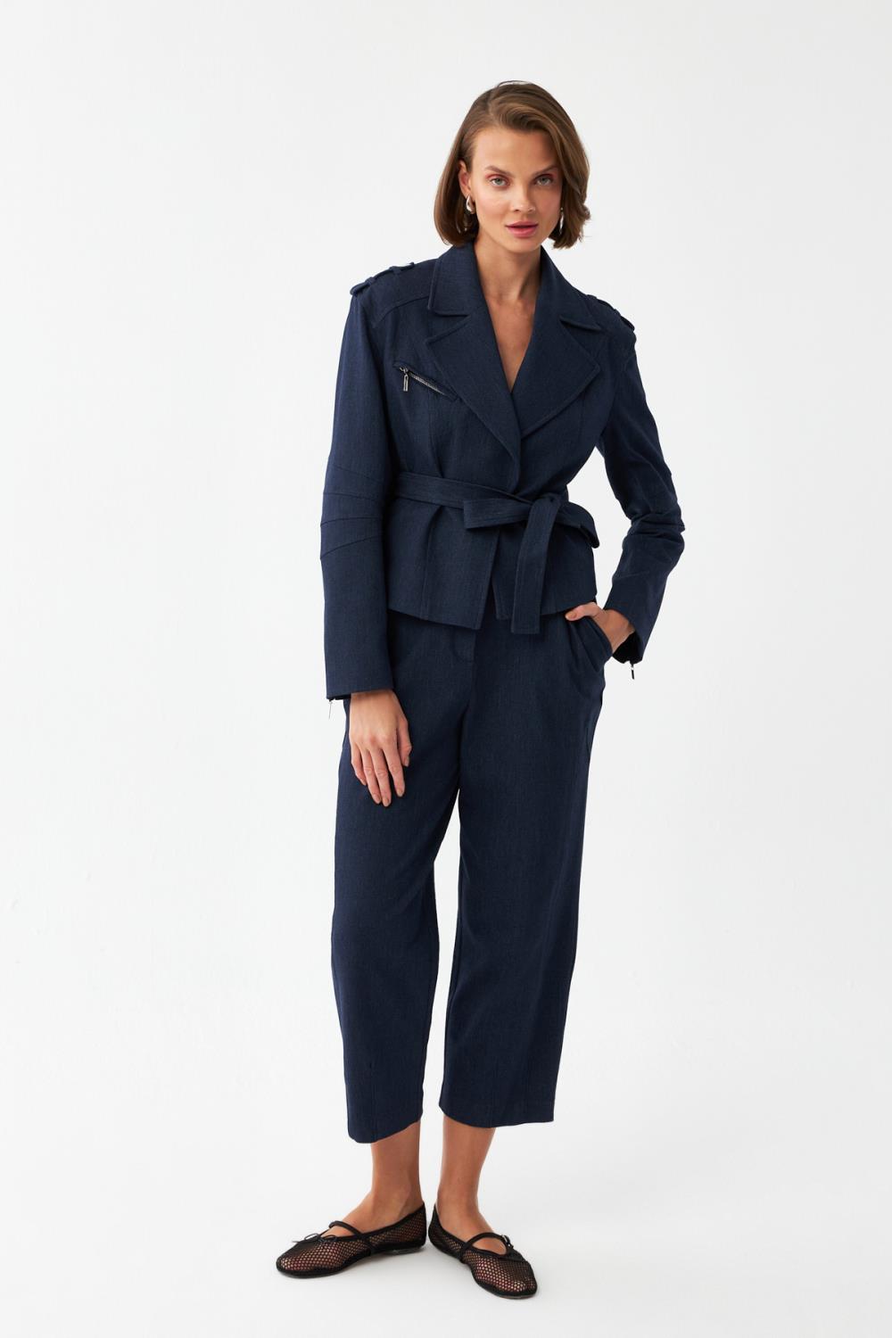 Kemerli Kruvaze Ceket