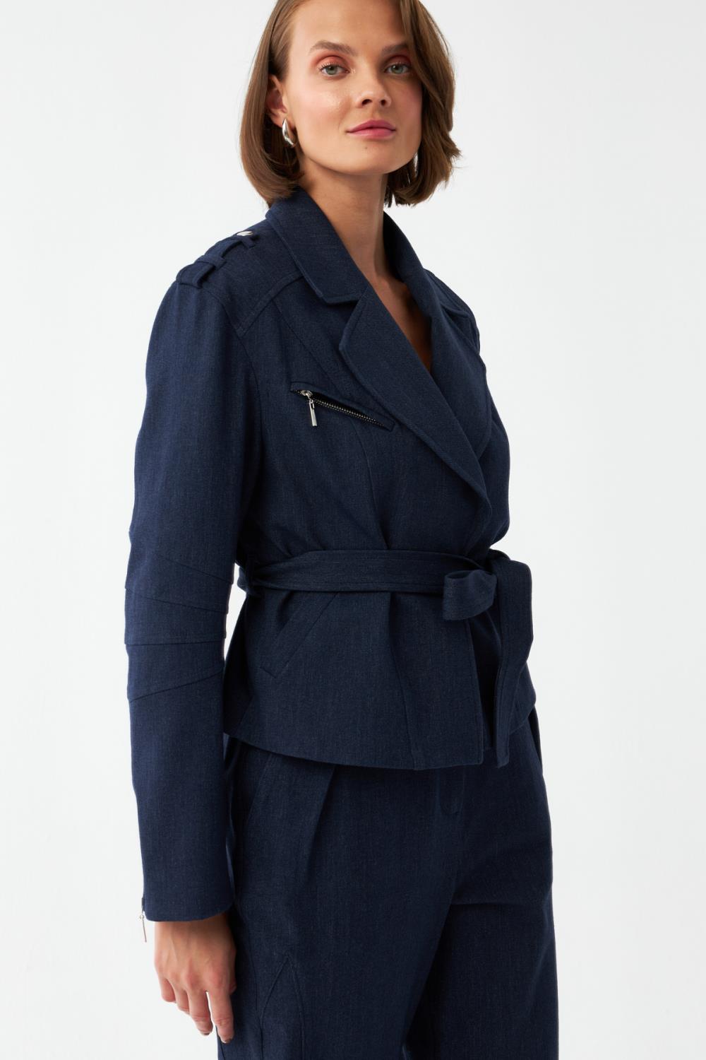 Kemerli Kruvaze Ceket