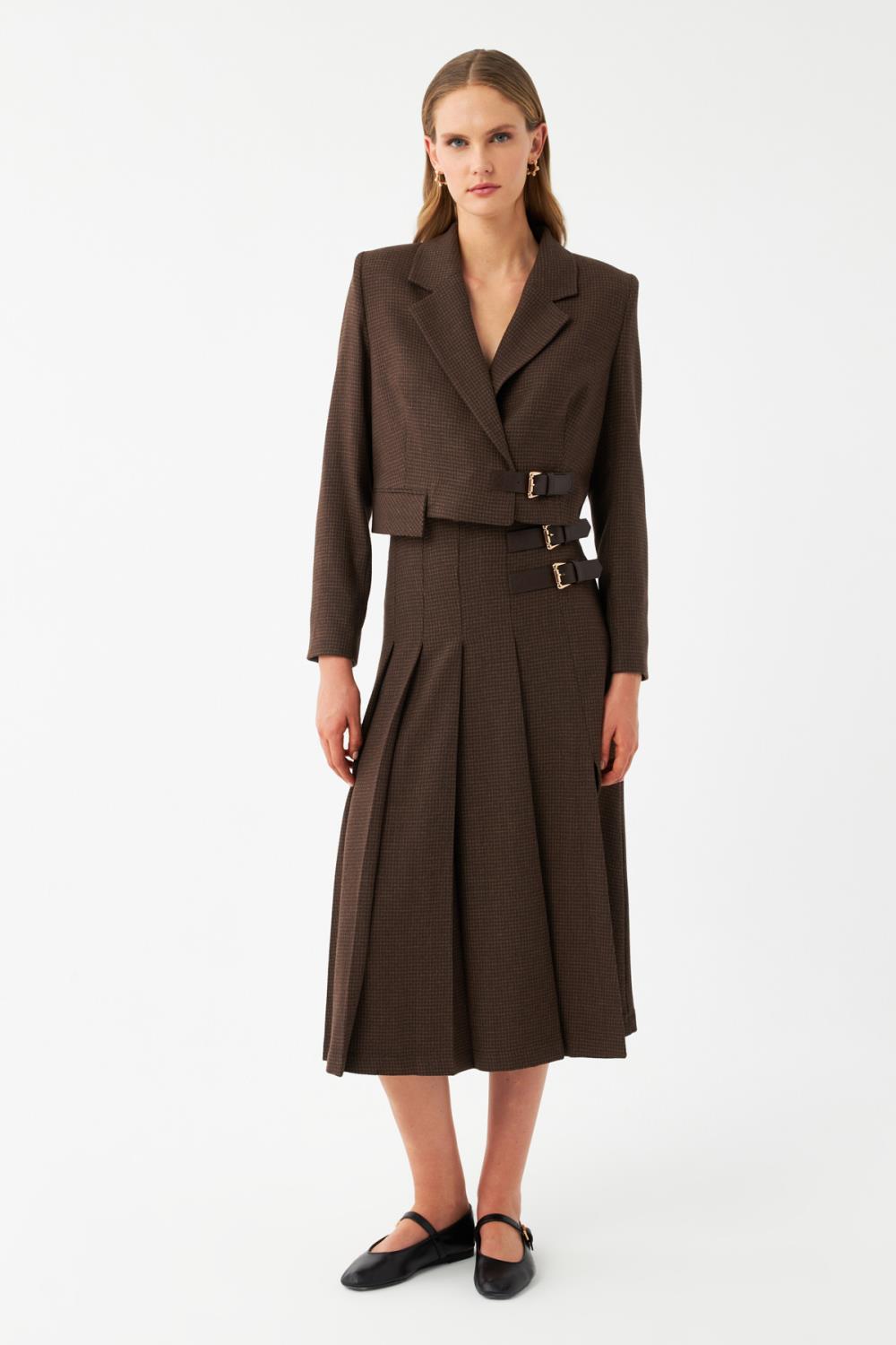 Kruvaze Kısa Blazer Ceket