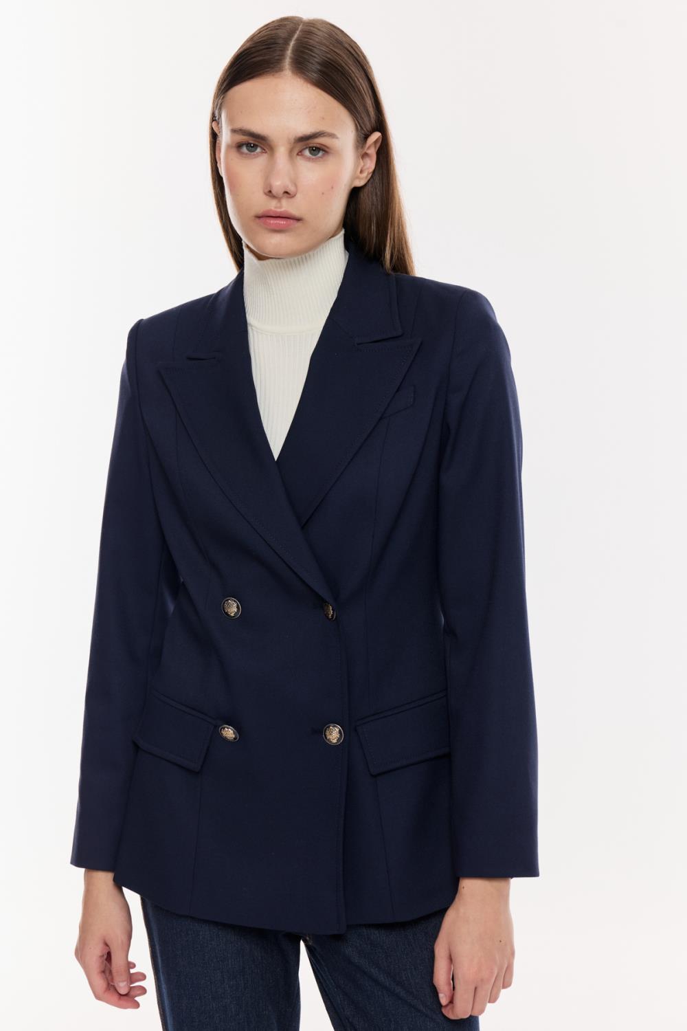 Çift Düğmeli Klasik Blazer Ceket