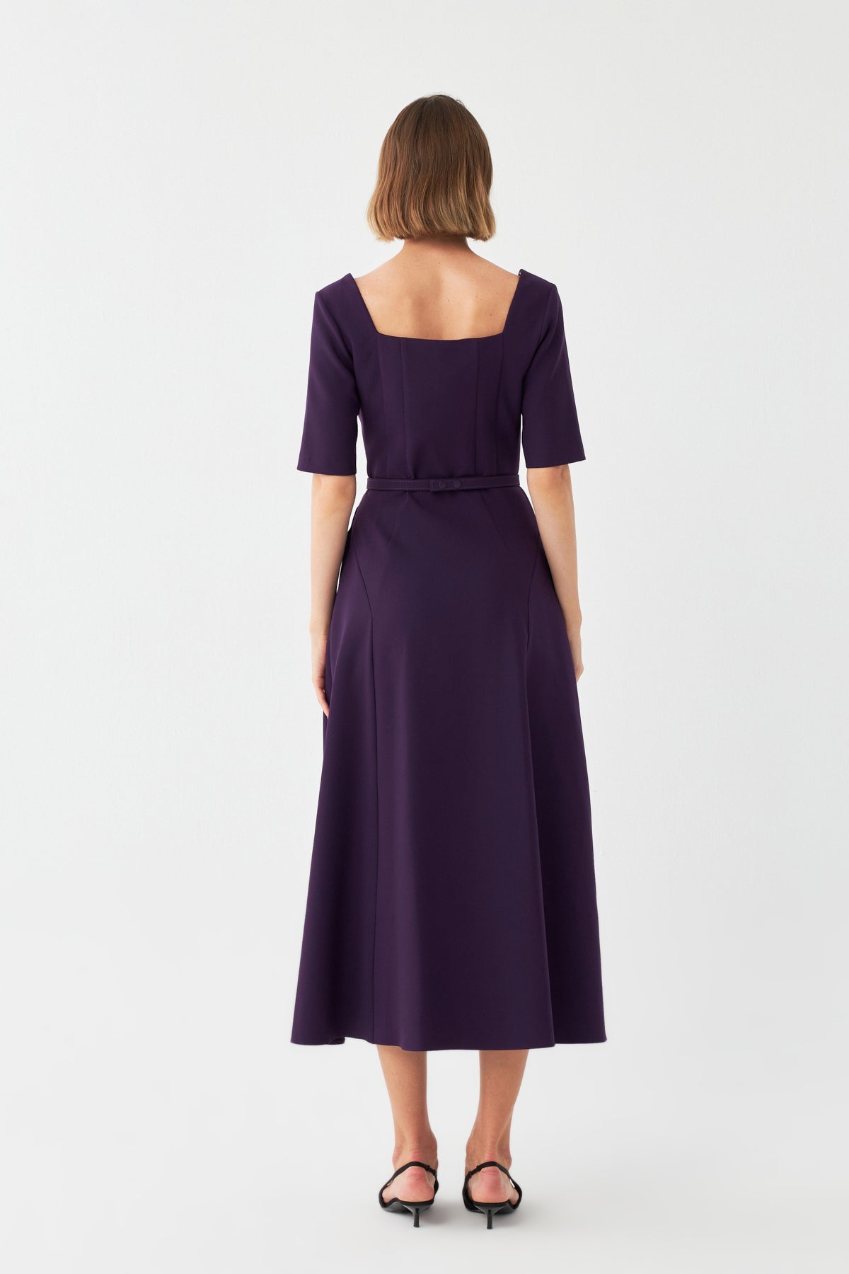 Kare Yaka Midi Elbise