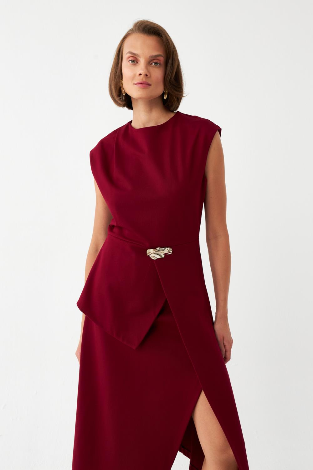 Kemer Detaylı Midi Elbise