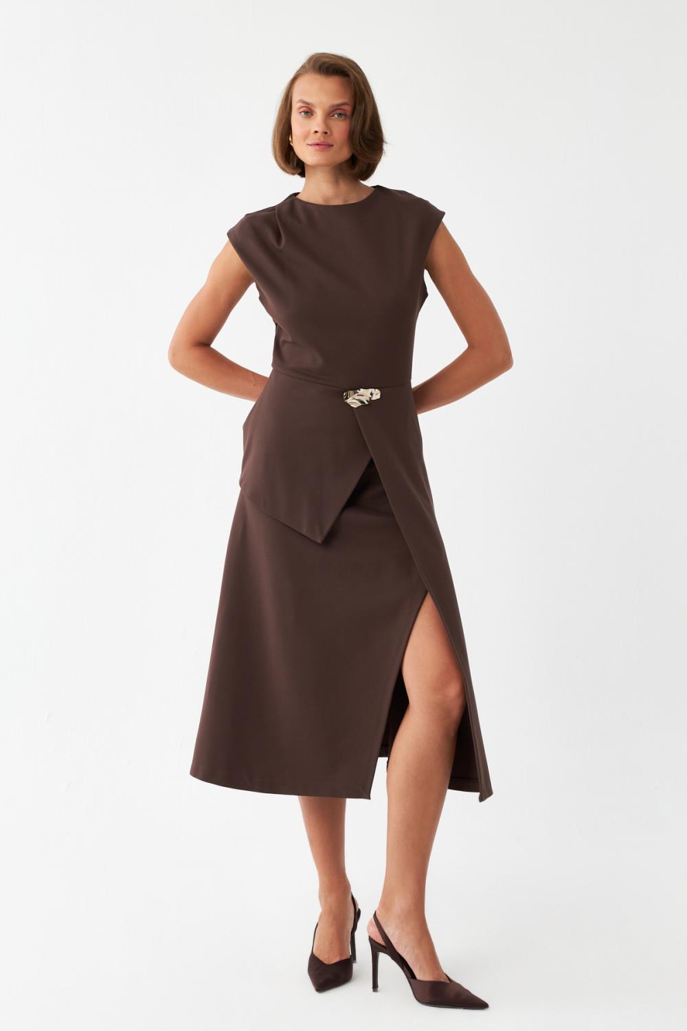 Kemer Detaylı Midi Elbise