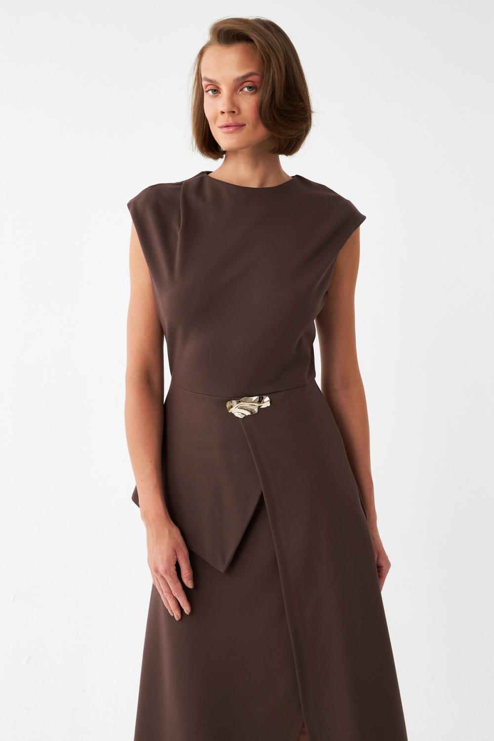 Kemer Detaylı Midi Elbise