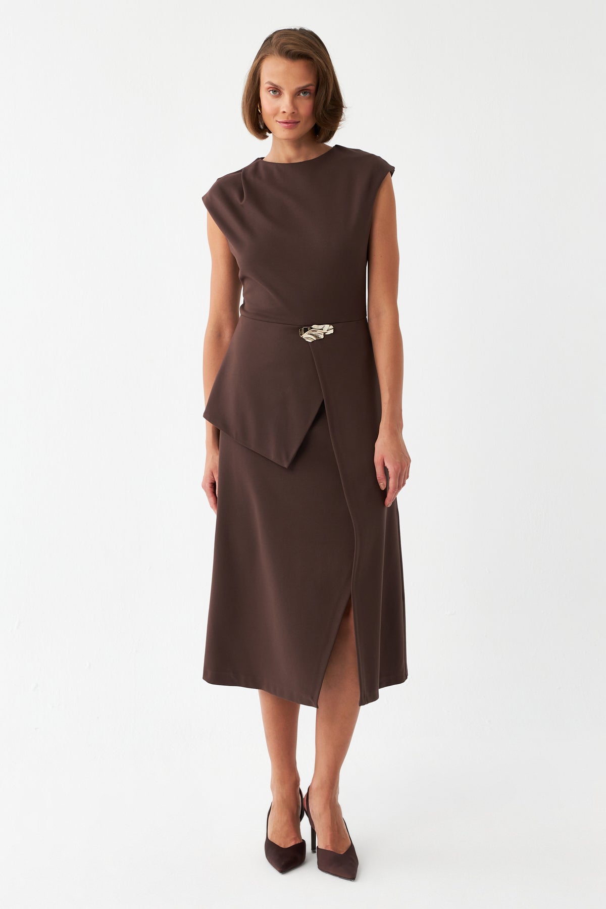 Kemer Detaylı Midi Elbise