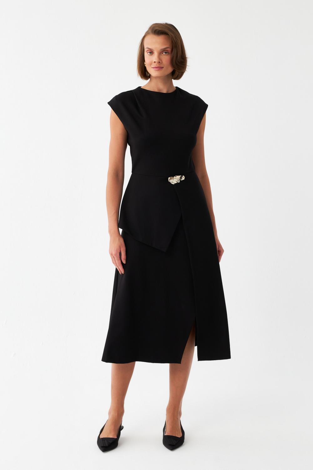 Kemer Detaylı Midi Elbise