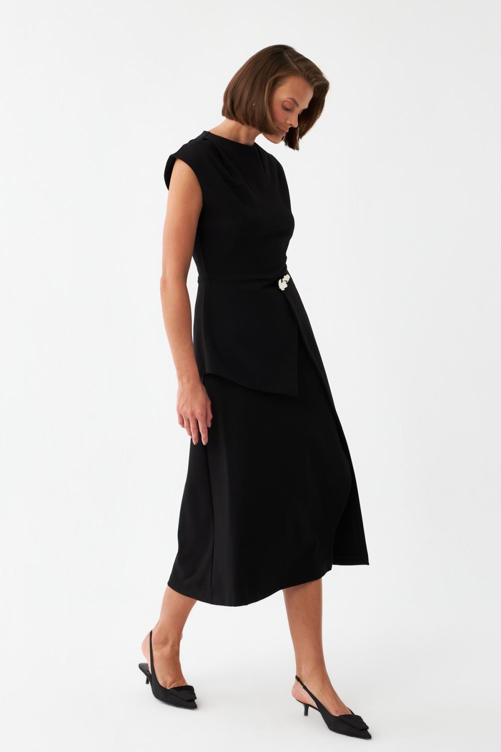 Kemer Detaylı Midi Elbise