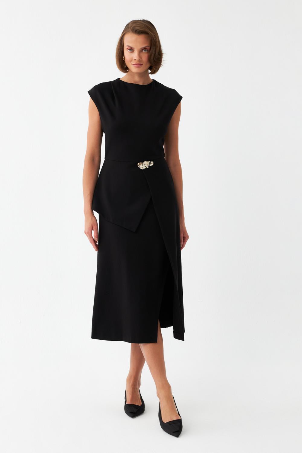 Kemer Detaylı Midi Elbise