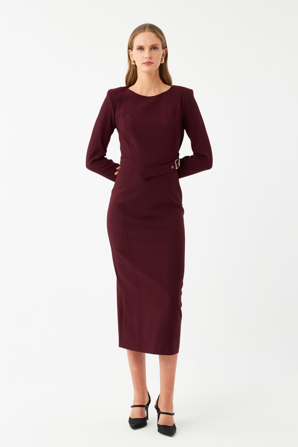 Kuşak Detaylı Maxi Elbise