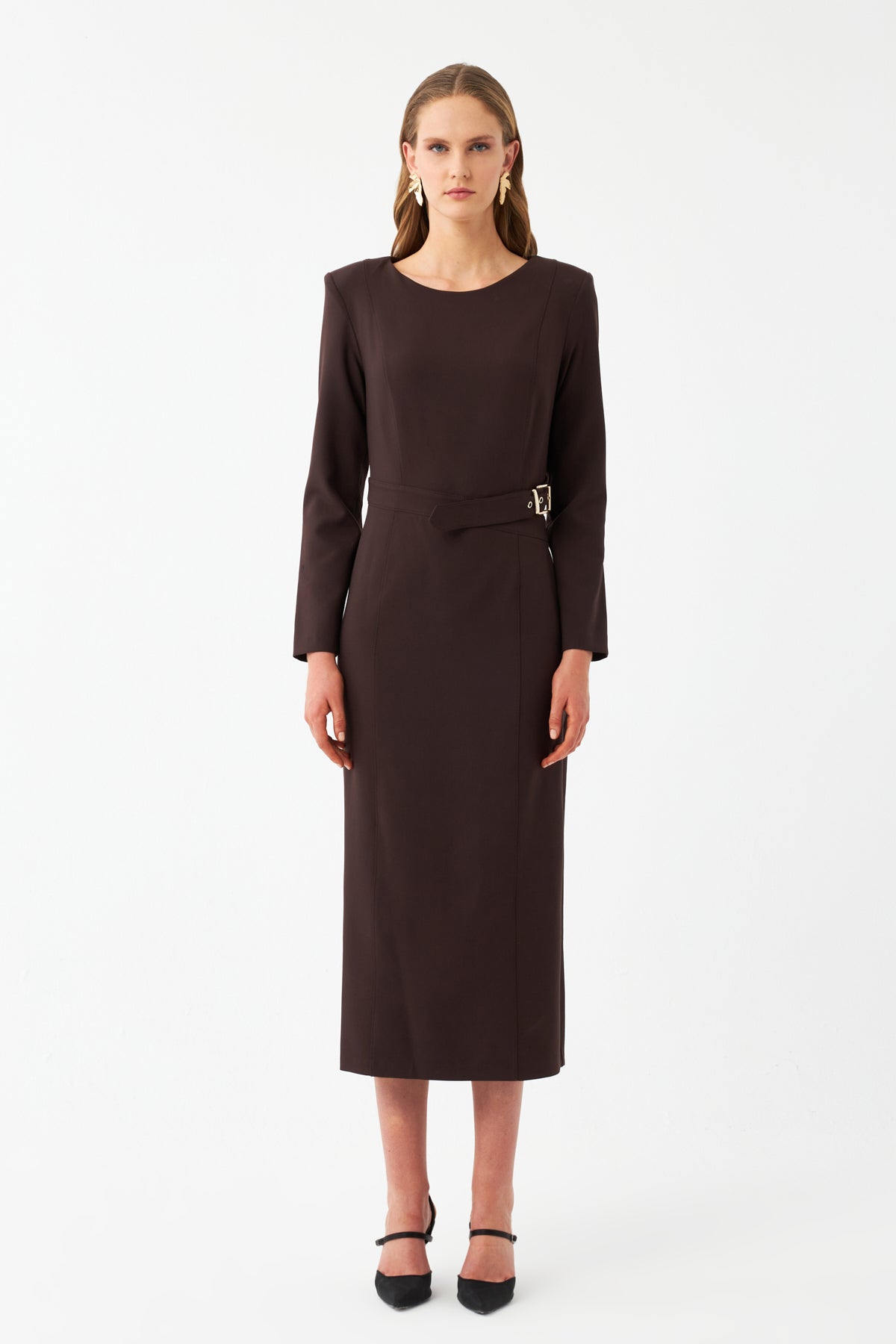 Kuşak Detaylı Maxi Elbise