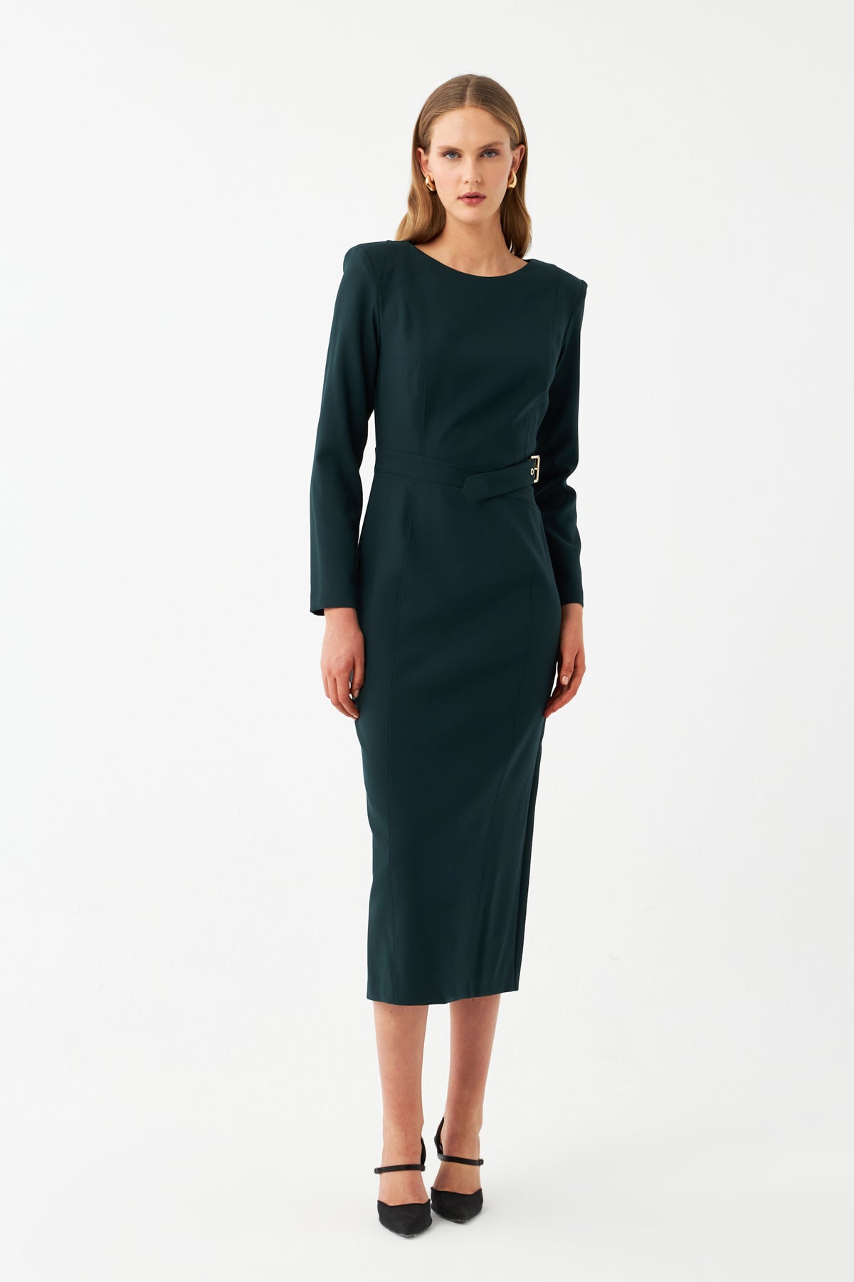 Kuşak Detaylı Maxi Elbise