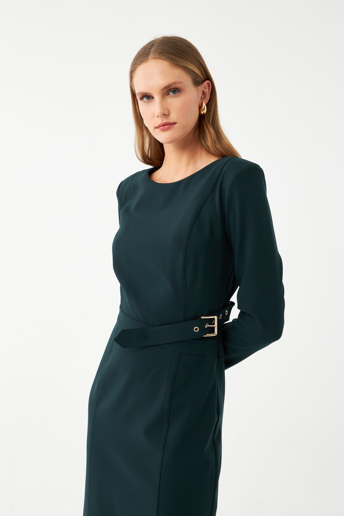 Kuşak Detaylı Maxi Elbise