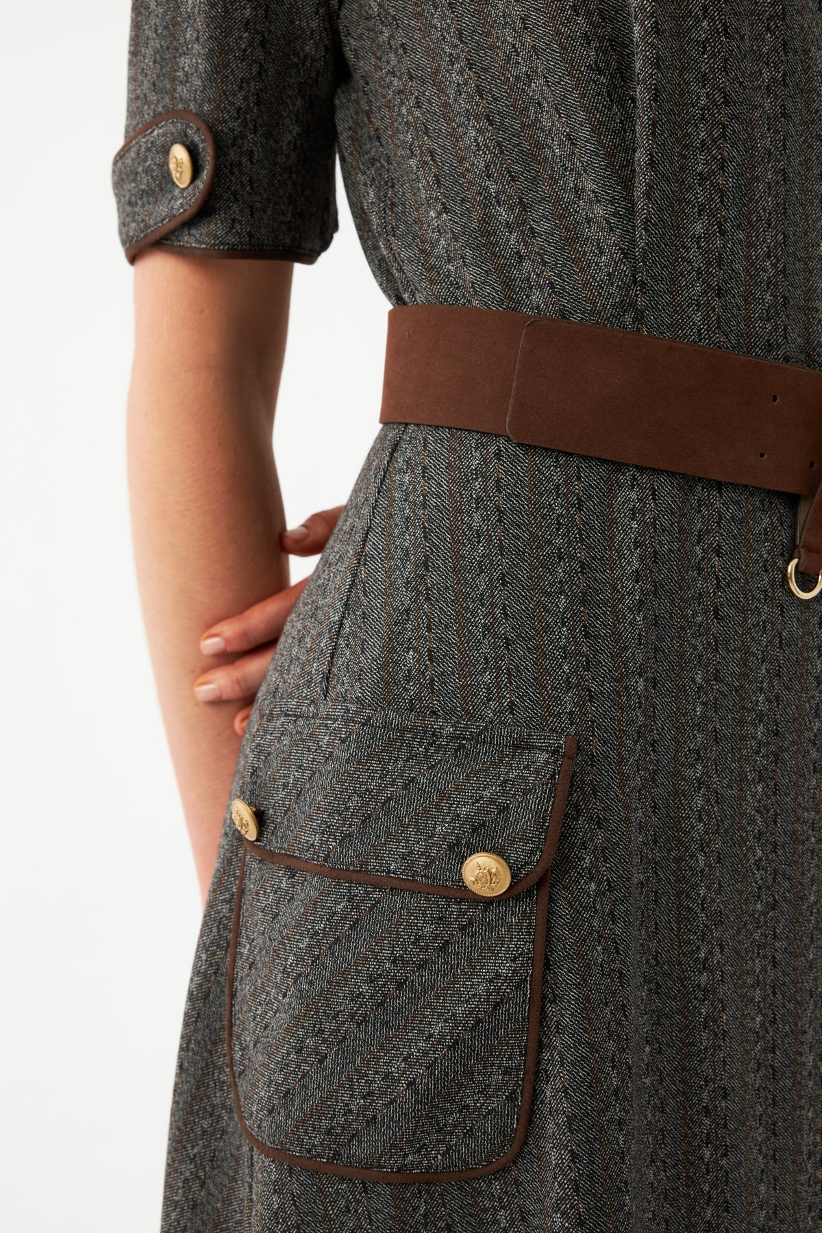 Desenli Kruvaze Midi Elbise