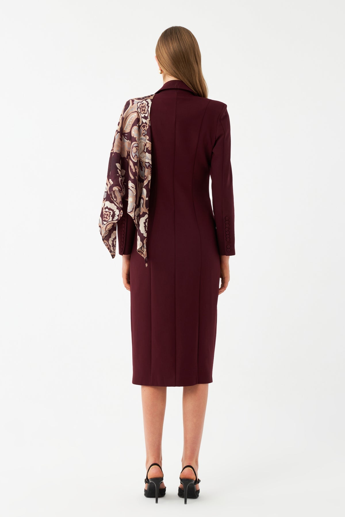 Şal Detaylı Blazer Elbise