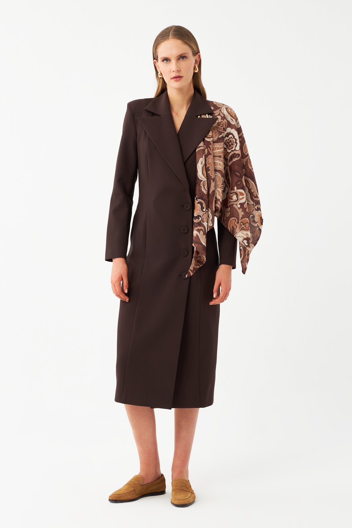 Şal Detaylı Blazer Elbise