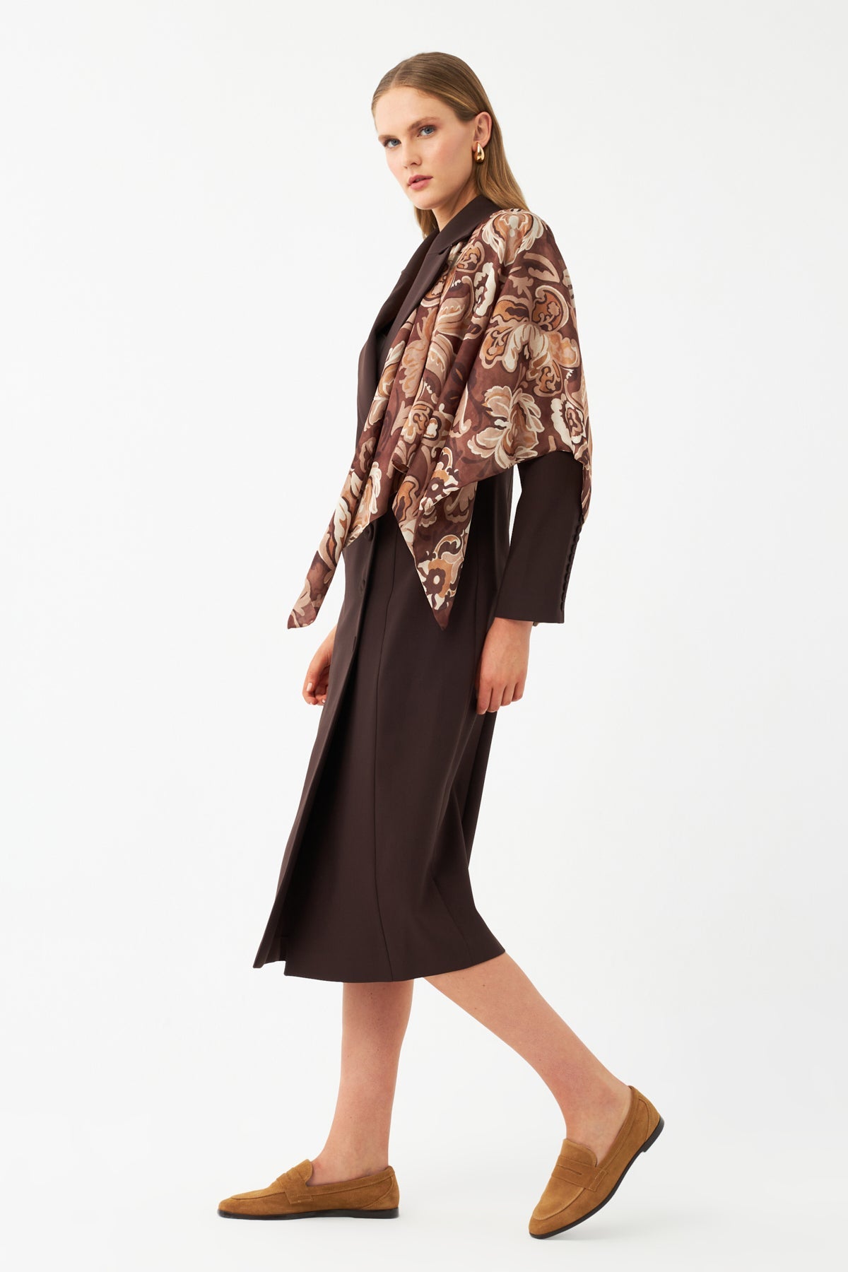 Şal Detaylı Blazer Elbise