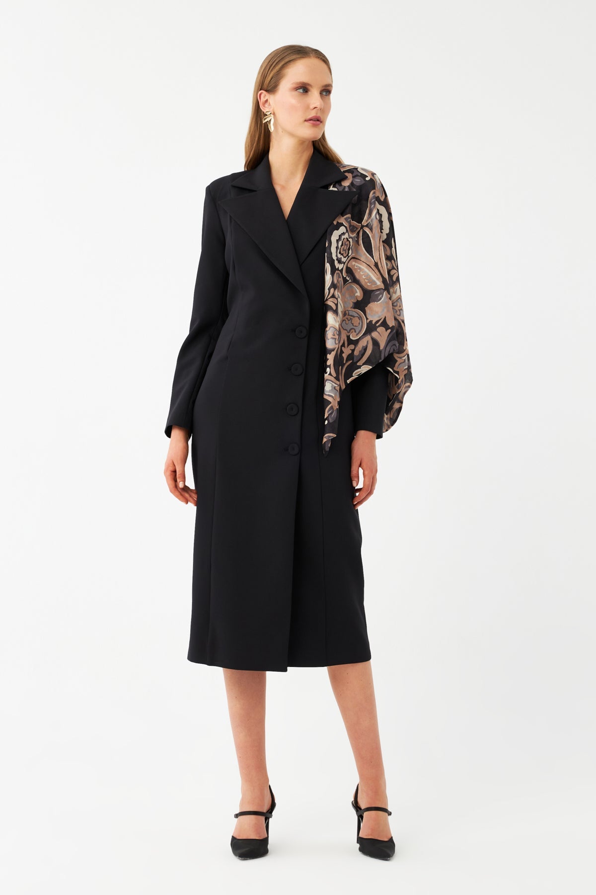 Şal Detaylı Blazer Elbise