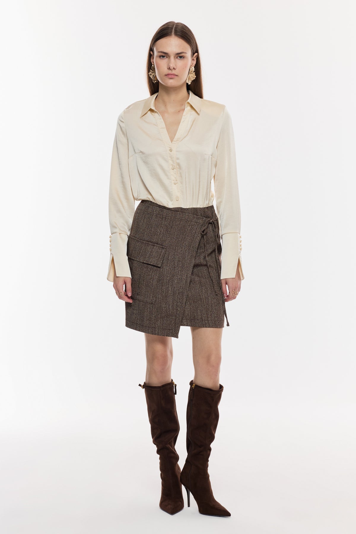 Kuşaklı Cepli Mini Elbise