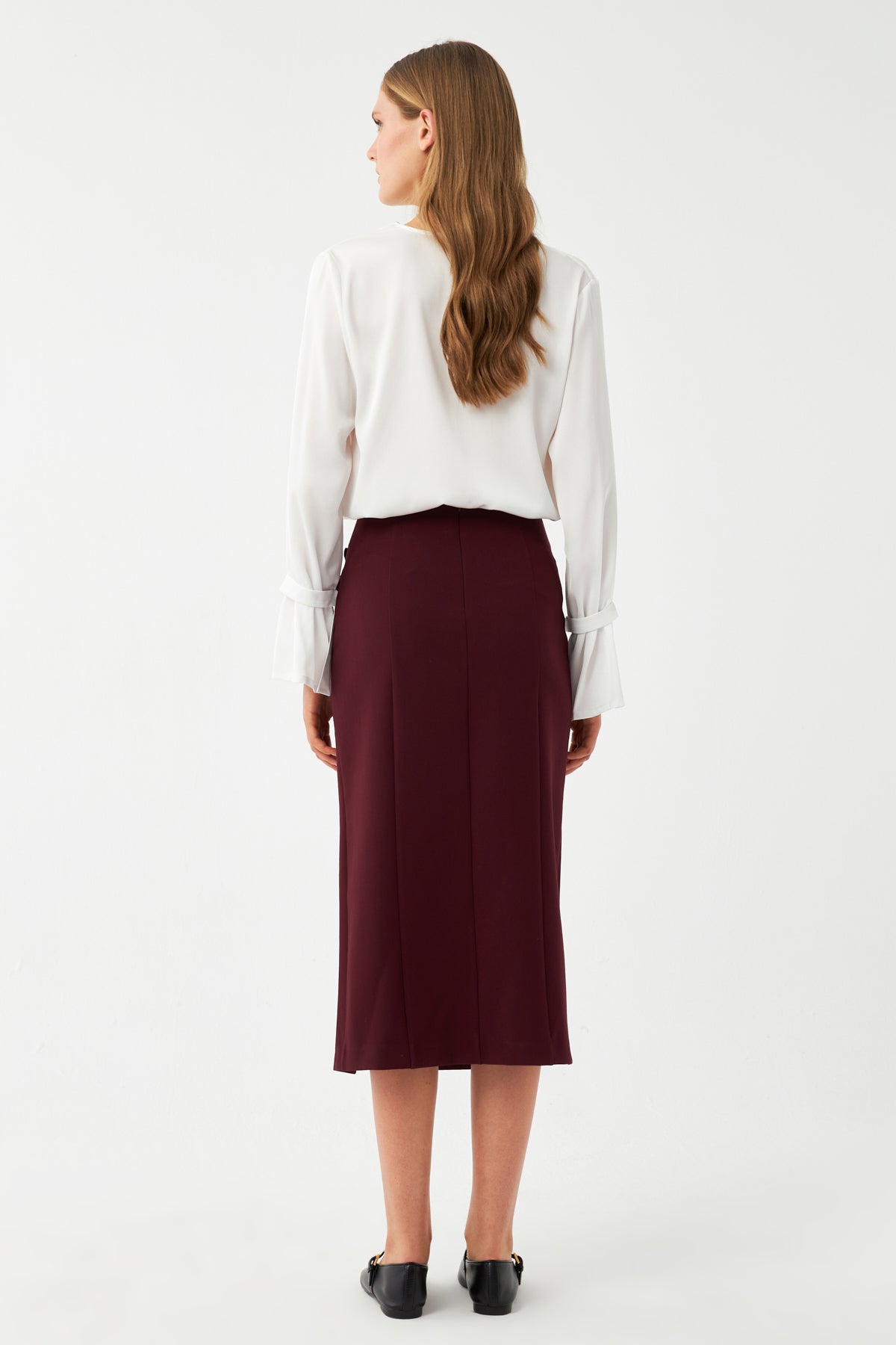 Yırtmaçlı Tokalı Kalem Etek