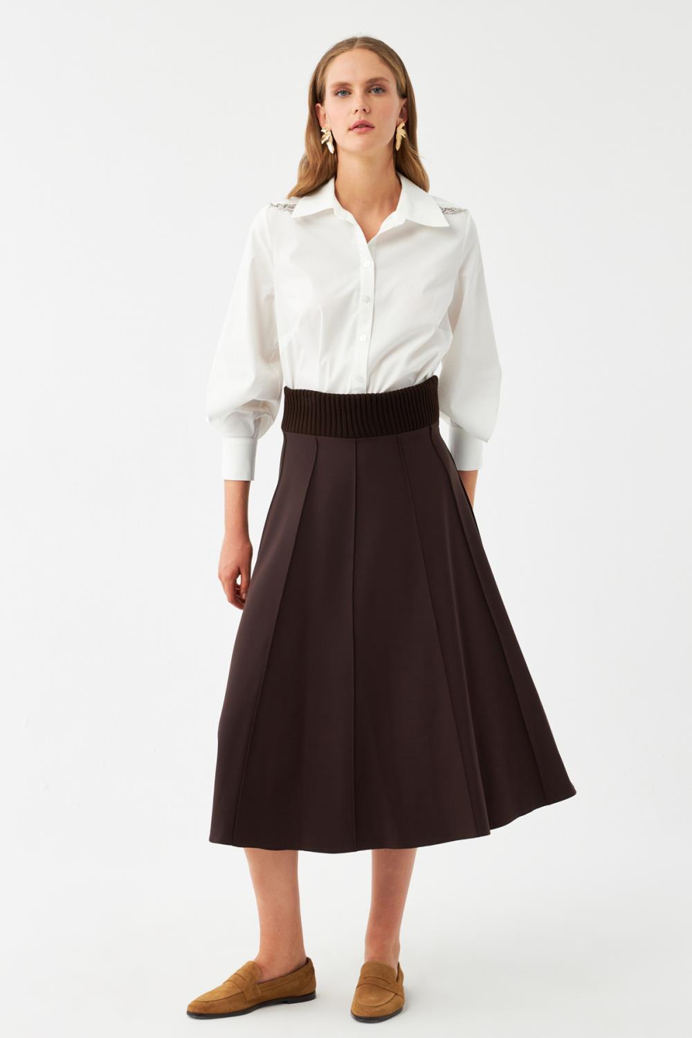 Geniş Kesim Midi Etek