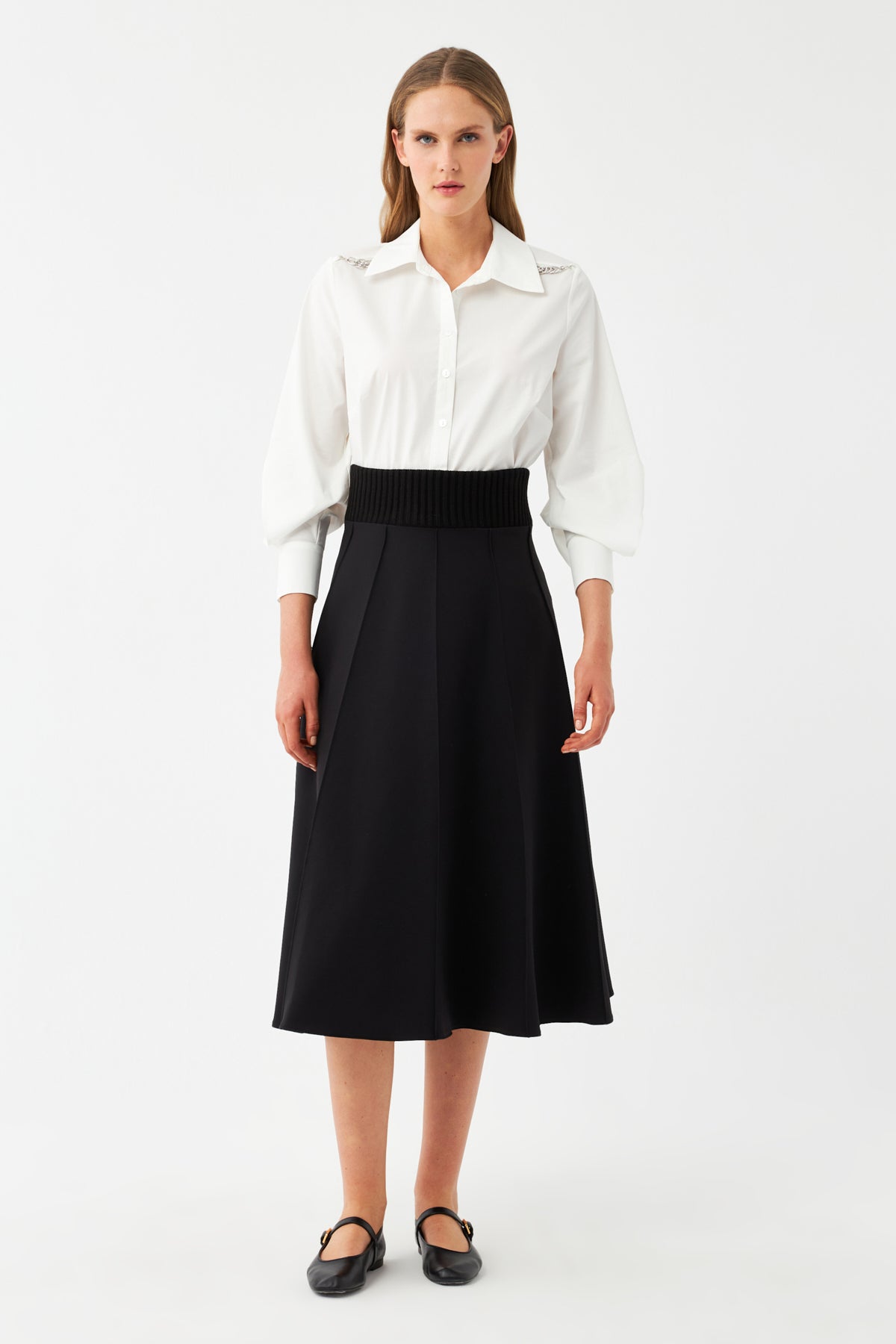 Yüksek Bel Midi Etek