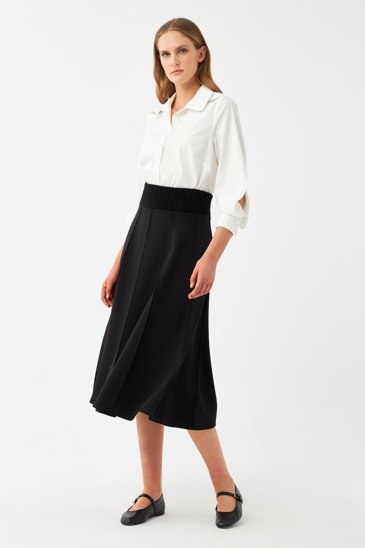 Yüksek Bel Midi Etek