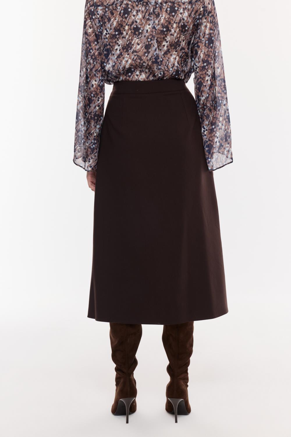 Düğme Detaylı Yüksek Bel Midi Etek