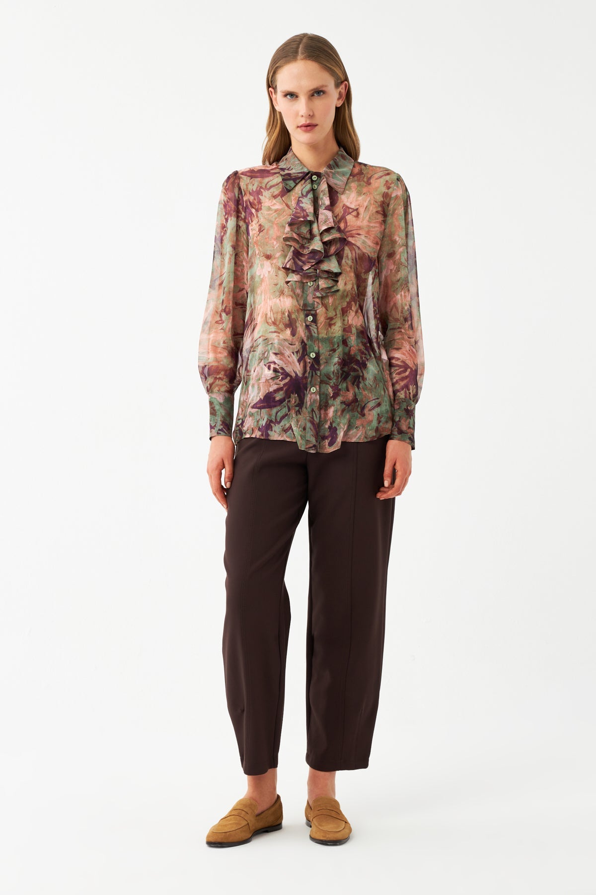 Kadın Çiçek Desenli Şifon Bluz