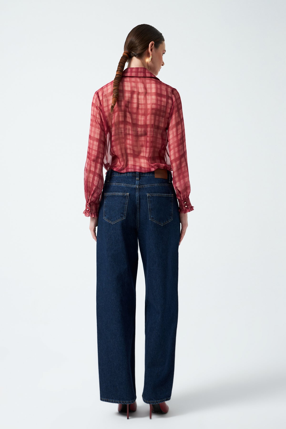 Geniş Paça Denim Pantolon - Lacivert