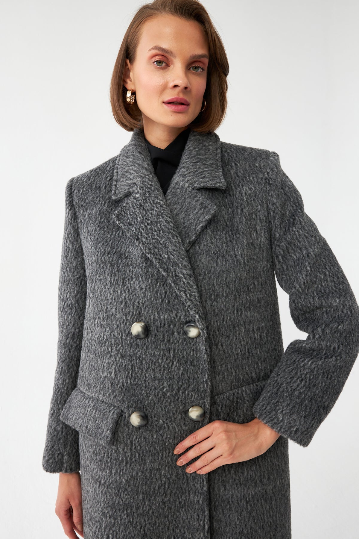 Çift Düğmeli Uzun Kaban