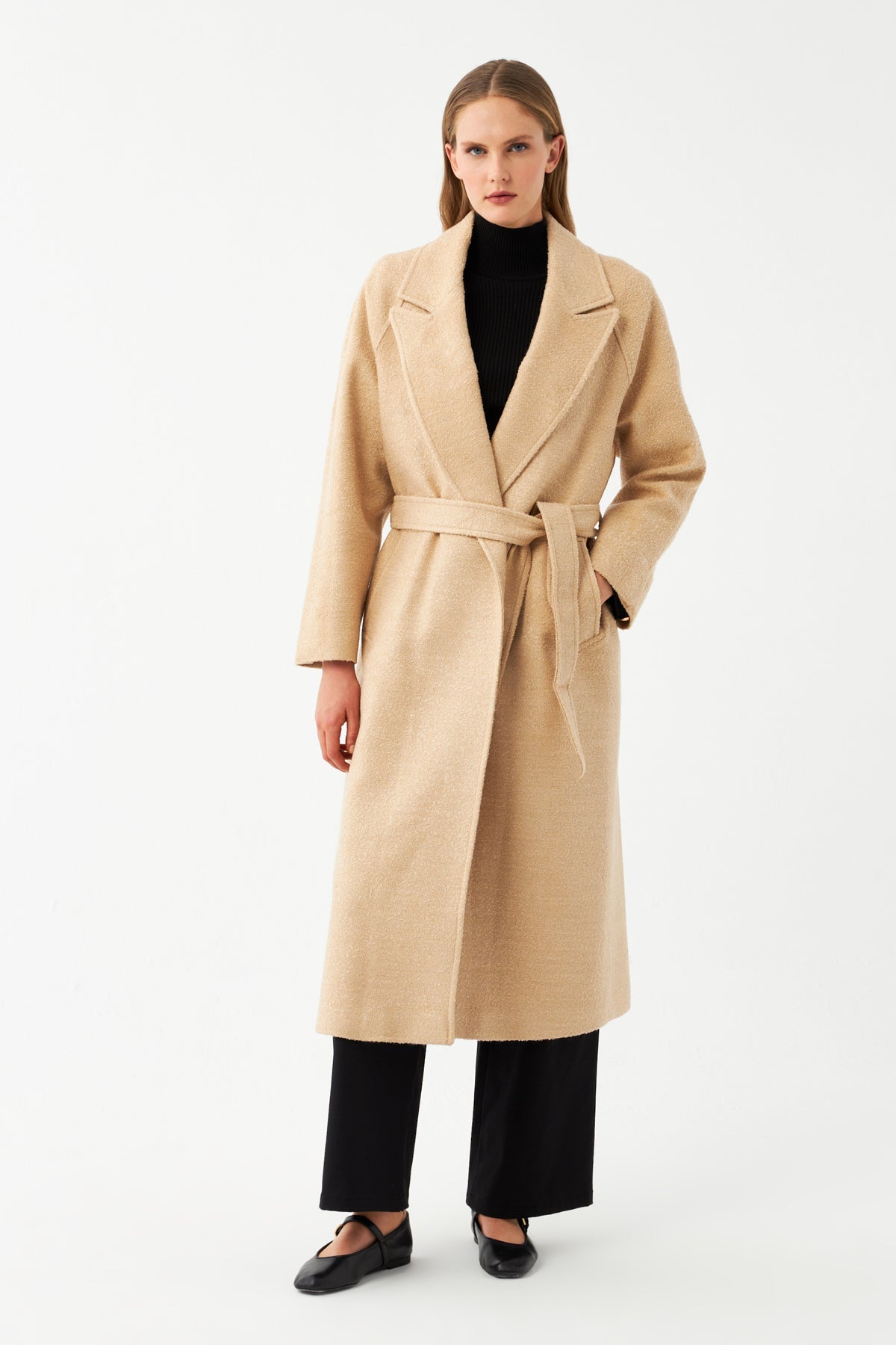 Kemerli Uzun Kaşe Kaban