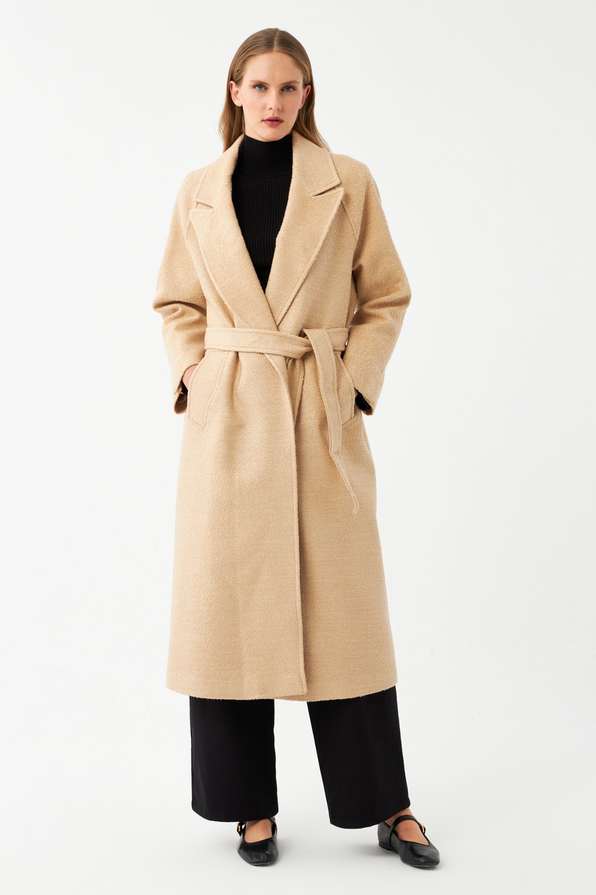 Kemerli Uzun Kaşe Kaban