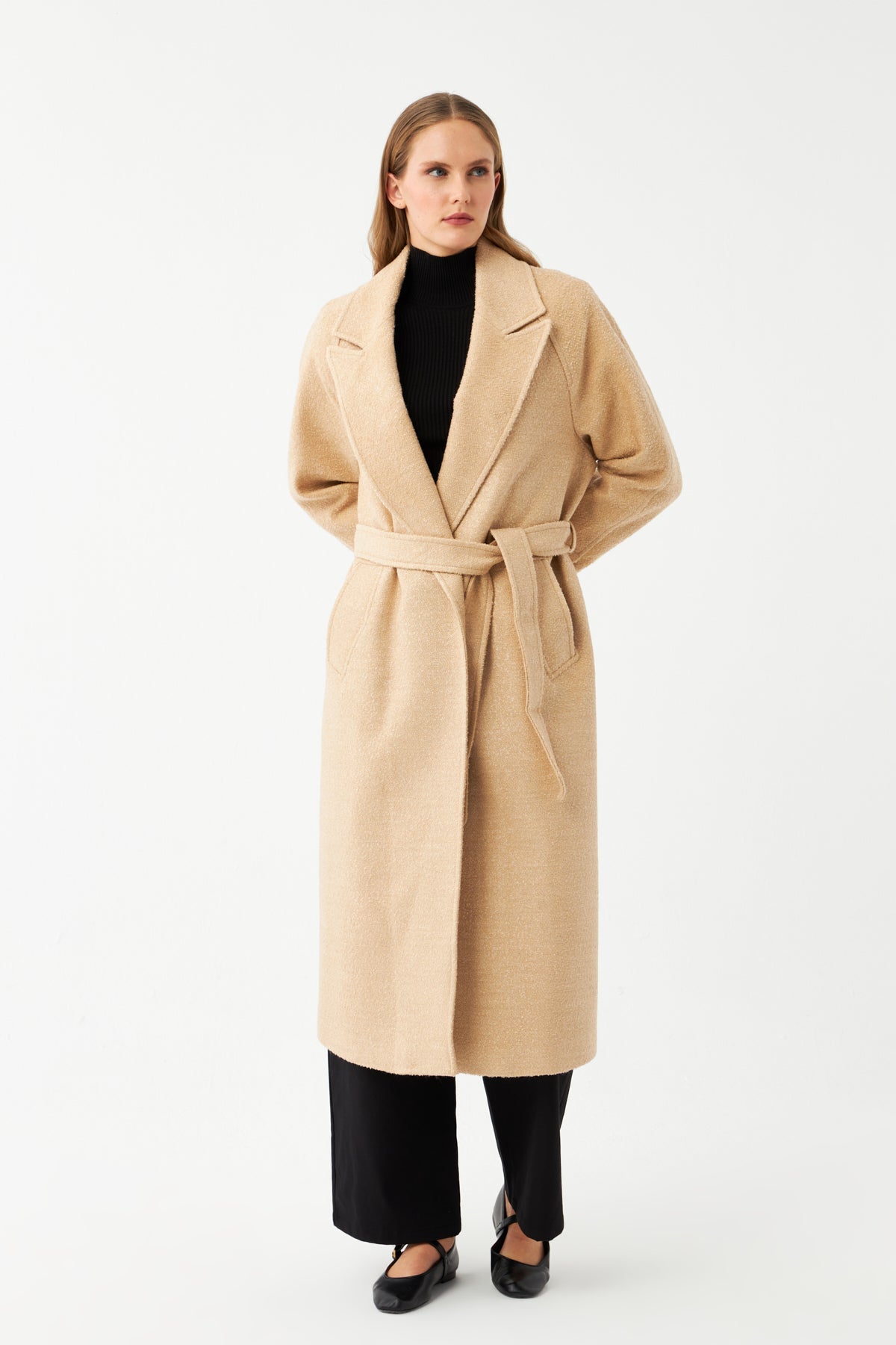 Kemerli Uzun Kaşe Kaban