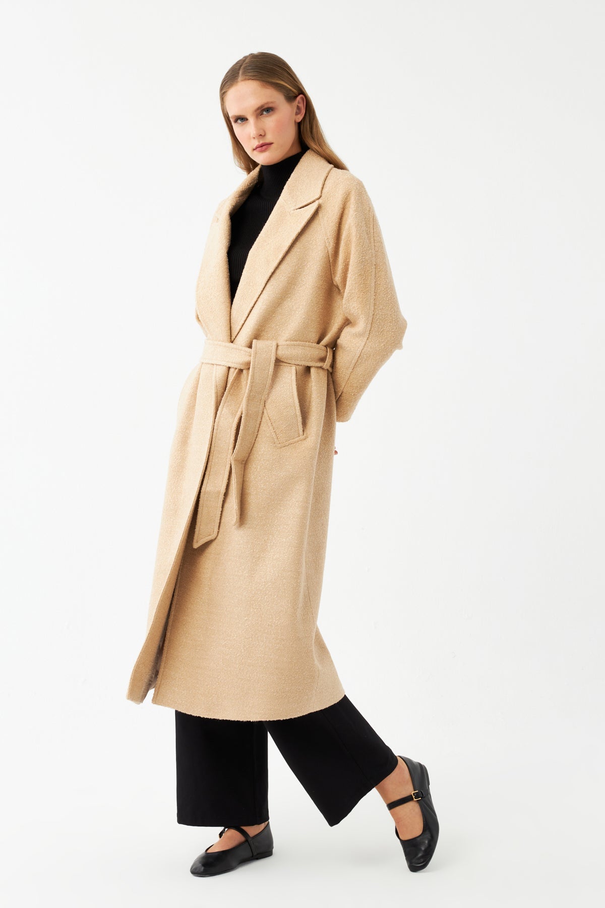 Kemerli Uzun Kaşe Kaban