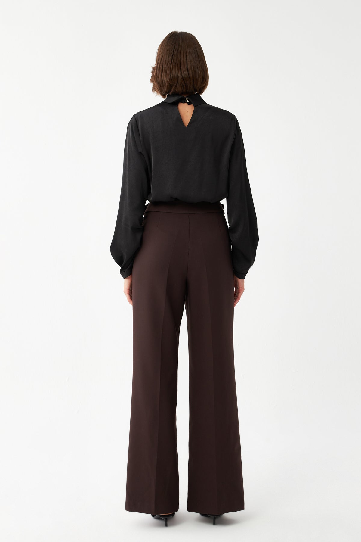 Çift Tokalı Yüksek Bel Pantolon