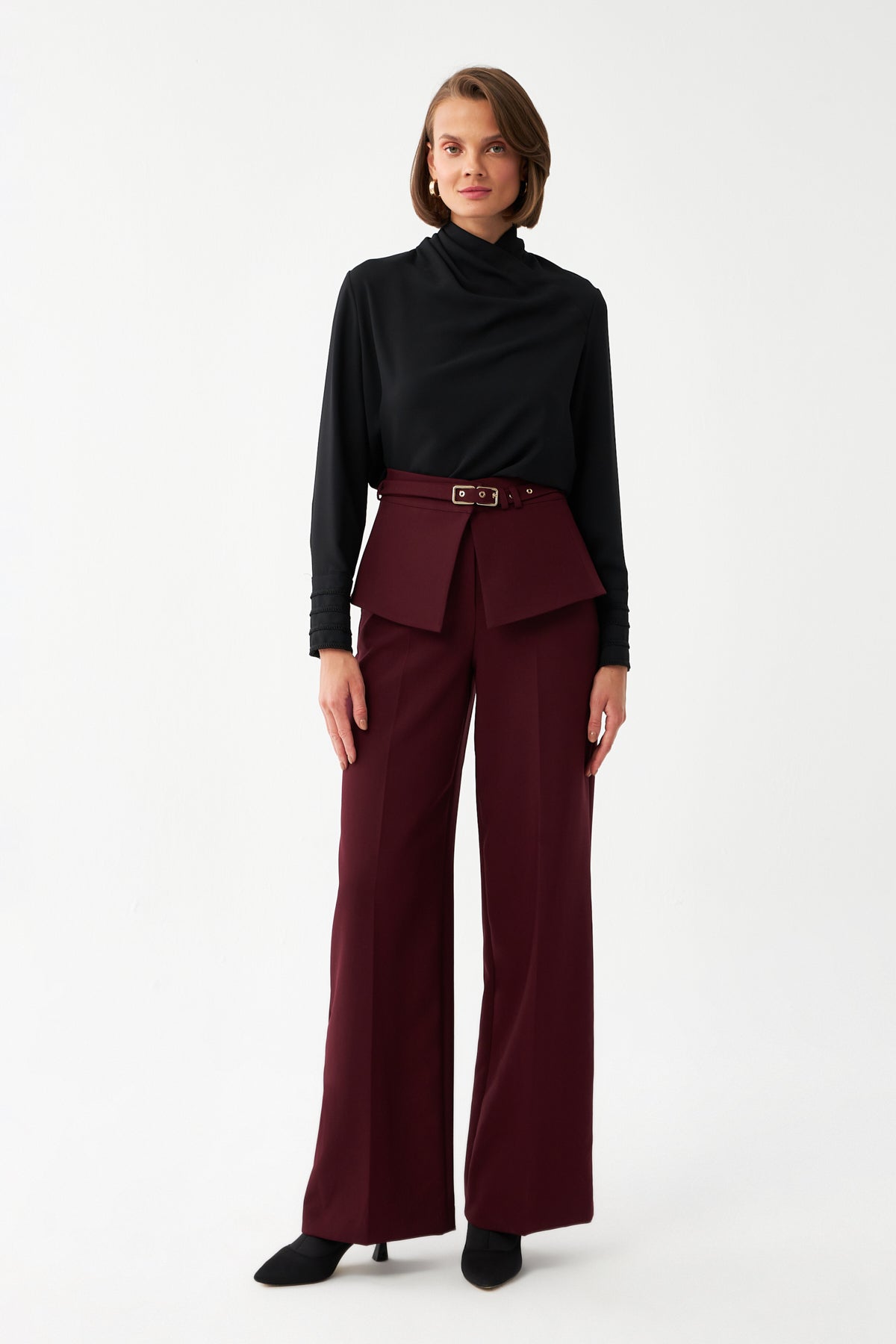 Kuşak Detaylı Palazzo Pantolon