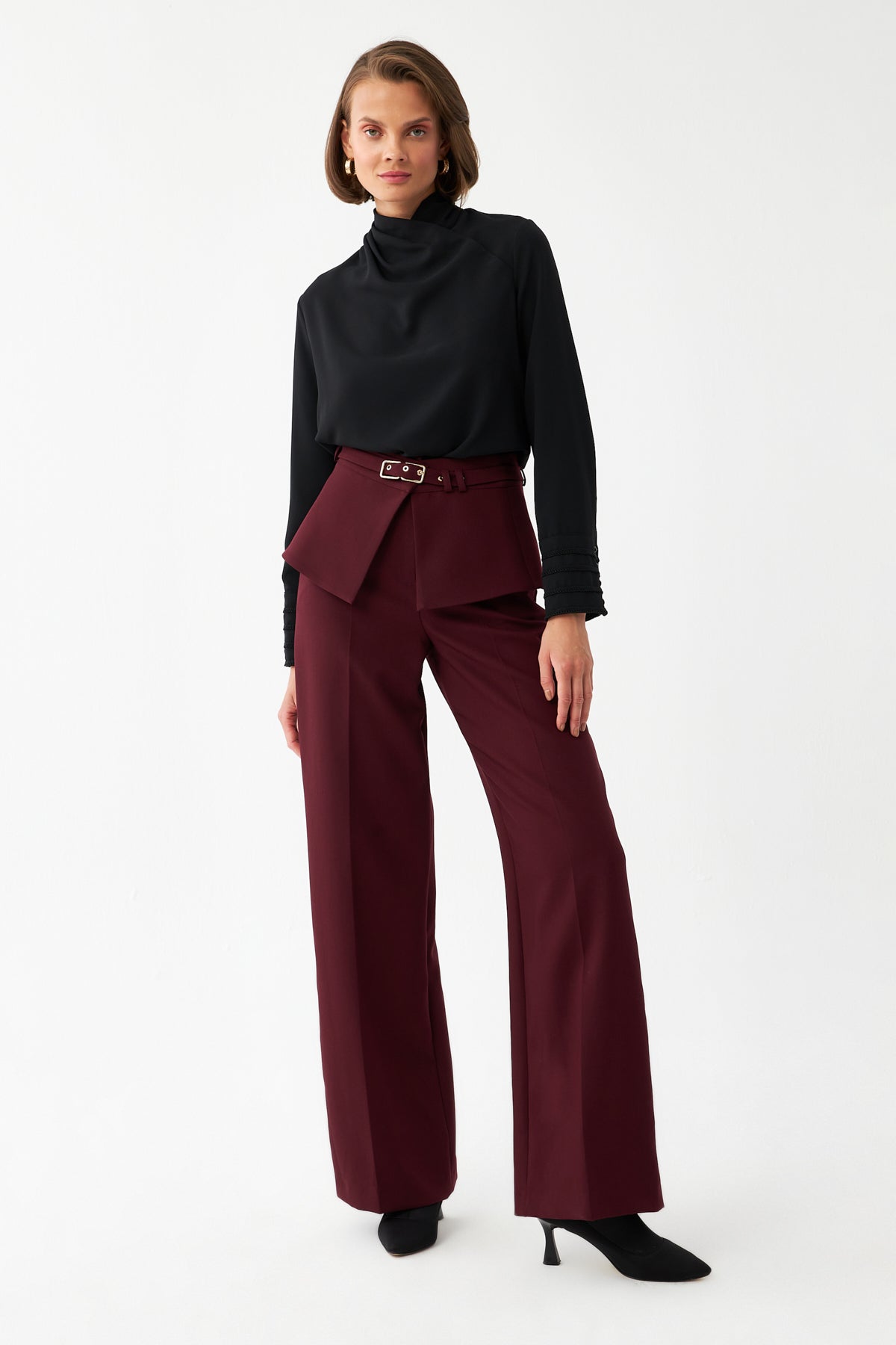 Kuşak Detaylı Palazzo Pantolon