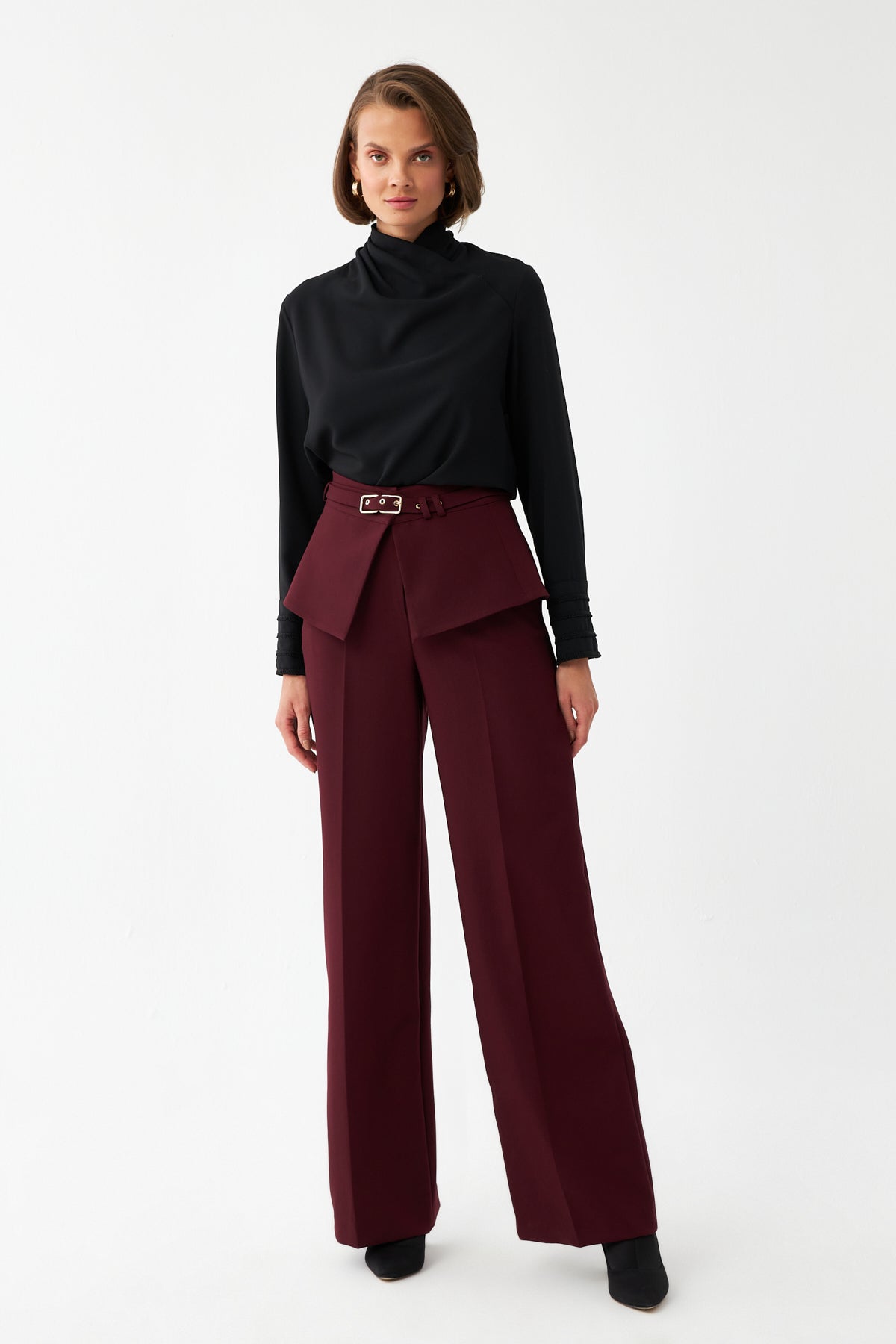 Kuşak Detaylı Palazzo Pantolon