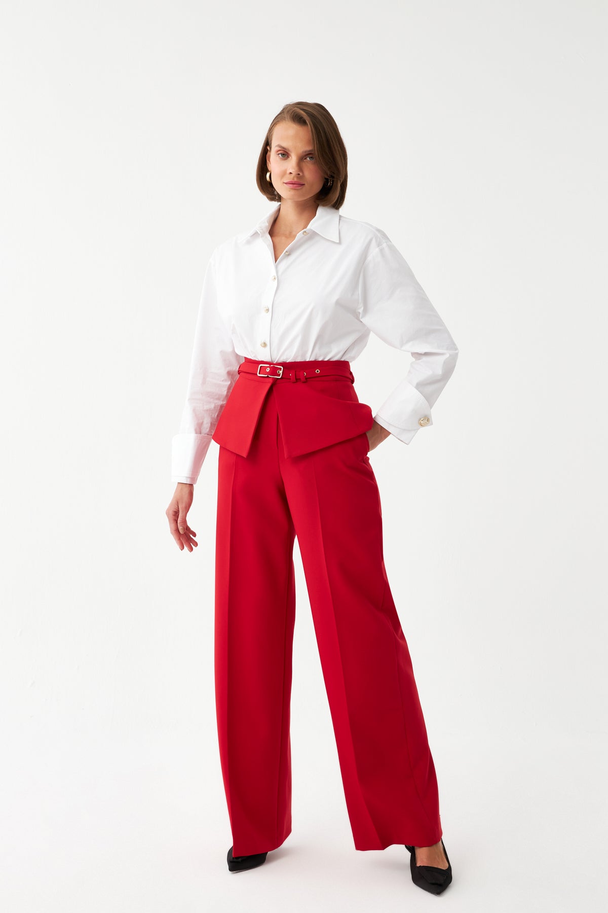 Kuşak Detaylı Palazzo Pantolon