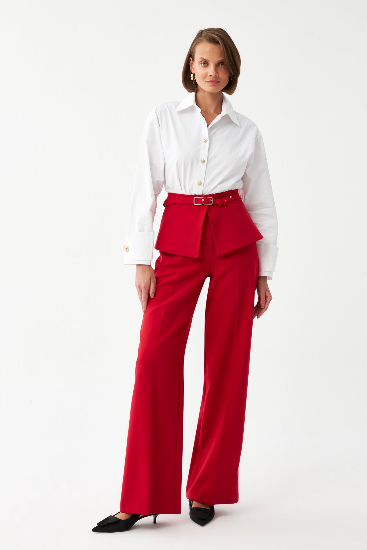 Kuşak Detaylı Palazzo Pantolon