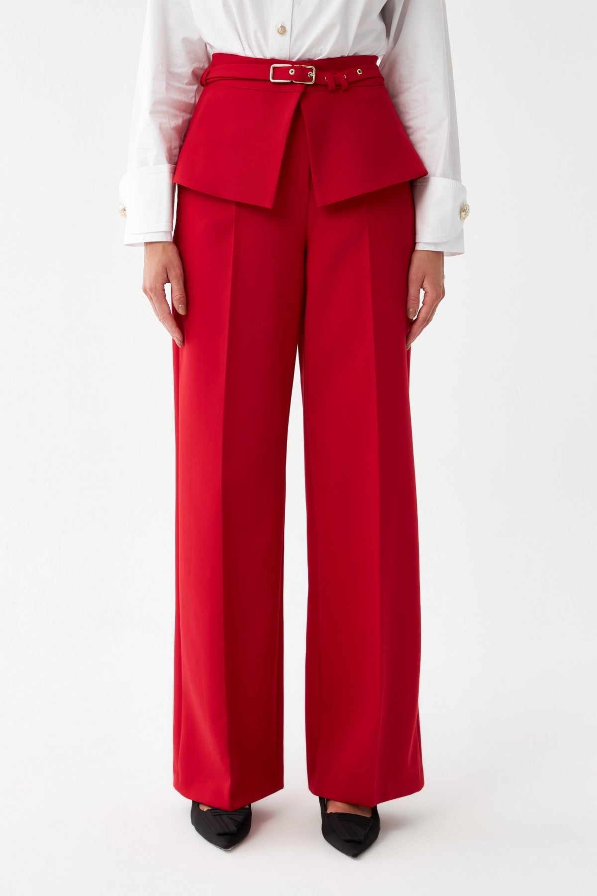 Kuşak Detaylı Palazzo Pantolon